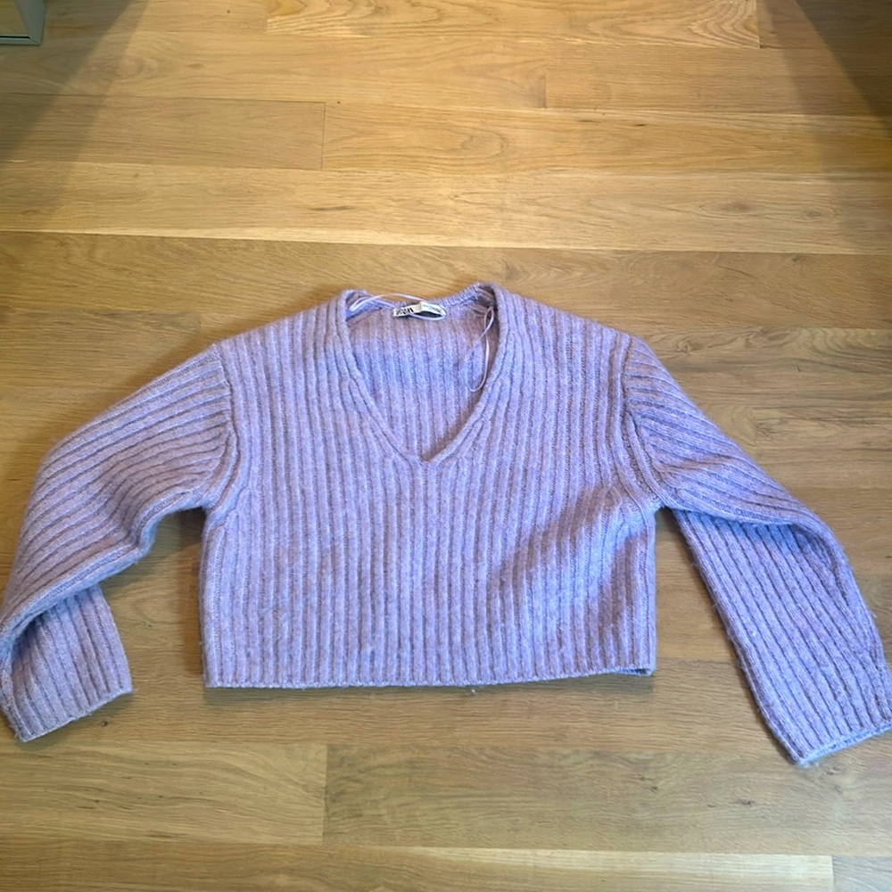Zara purple V-neck sweater M